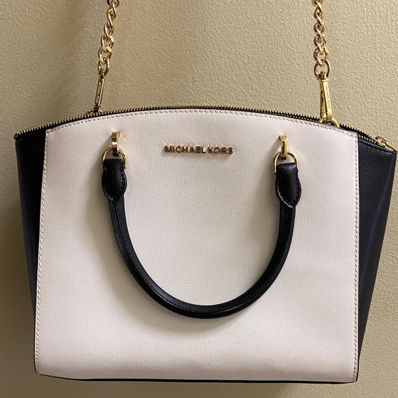 Michael Kors Black and Cream Large Satchel - Picture 1 of 7